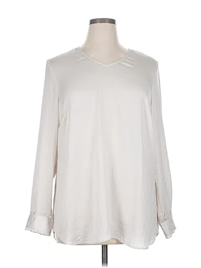 Pre-owned Cabi Long Sleeve Blouse In White