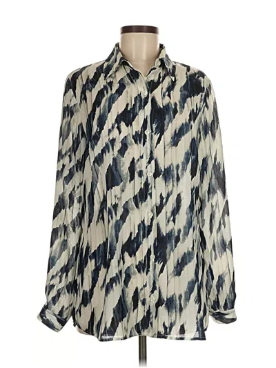 Pre-owned Cabi Long Sleeve Blouse In White