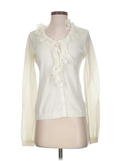Pre-owned Cabi Long Sleeve Blouse In White