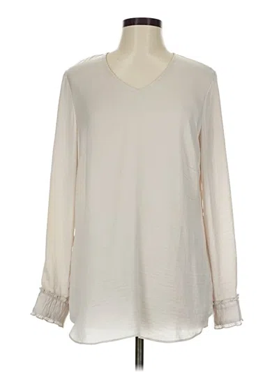 Pre-owned Cabi Long Sleeve Blouse In White
