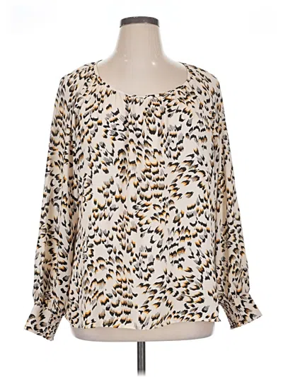 Pre-owned Cabi Long Sleeve Blouse In White