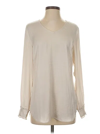 Pre-owned Cabi Long Sleeve Blouse In White