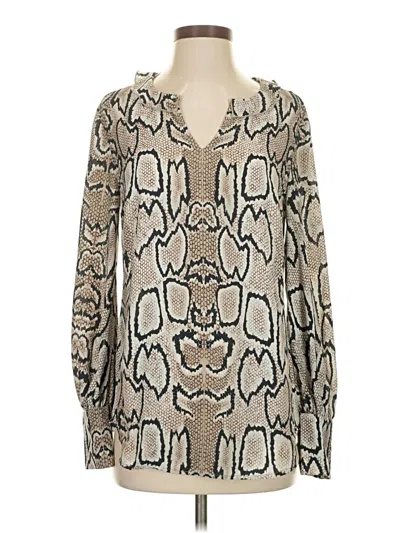 Pre-owned Cabi Long Sleeve Blouse In White