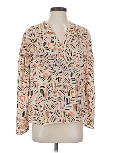 Pre-owned Cabi Long Sleeve Blouse In White