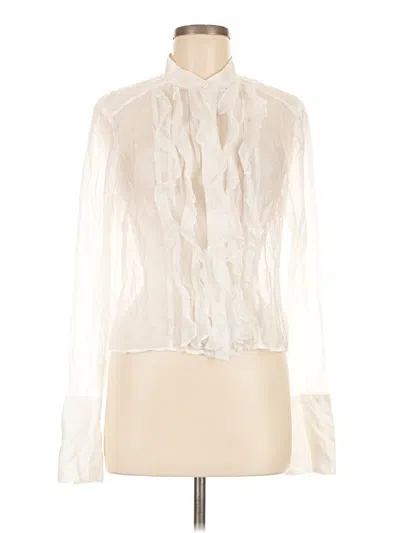 Pre-owned Cabi Long Sleeve Blouse In White