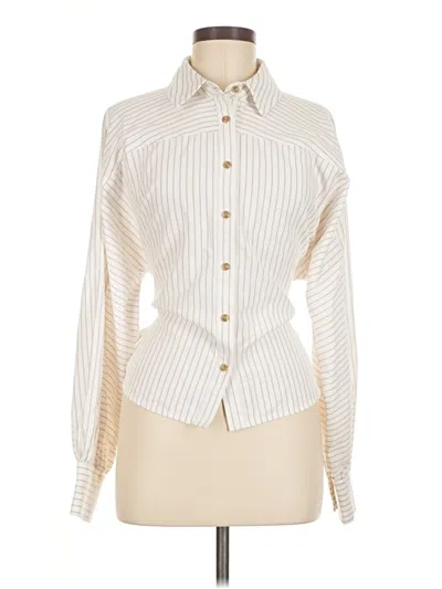 Pre-owned Cabi Long Sleeve Blouse In White