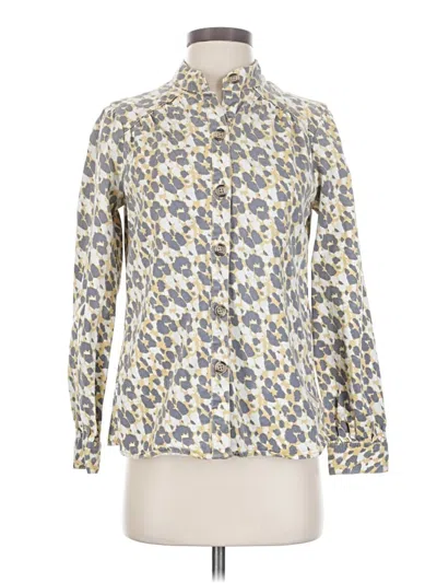 Pre-owned Cabi Long Sleeve Blouse In White