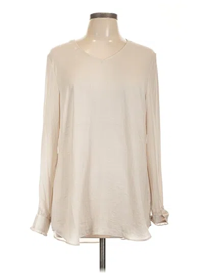 Pre-owned Cabi Long Sleeve Blouse In White