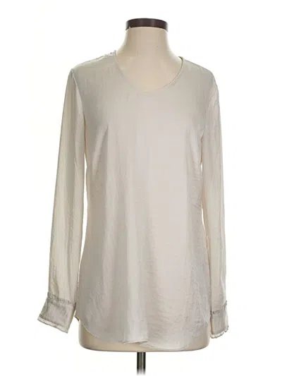 Pre-owned Cabi Long Sleeve Blouse In White