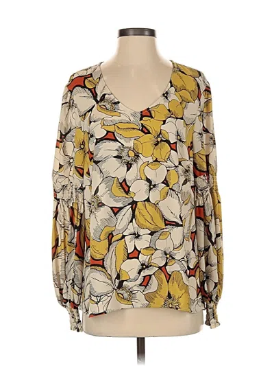 Pre-owned Cabi Long Sleeve Blouse In Yellow