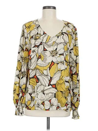 Pre-owned Cabi Long Sleeve Blouse In Yellow