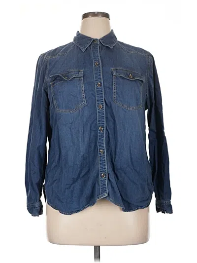 Pre-owned Cabi Long Sleeve Button Down Shirt In Blue