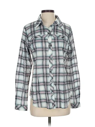 Pre-owned Cabi Long Sleeve Button Down Shirt In Silver