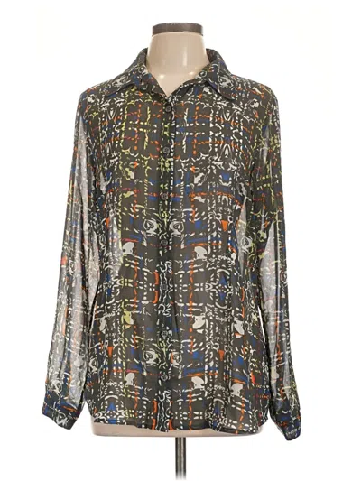 Pre-owned Cabi Long Sleeve Button Down Shirt In Silver