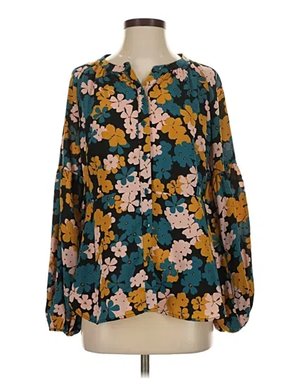 Pre-owned Cabi Long Sleeve Henley Shirt In Blue