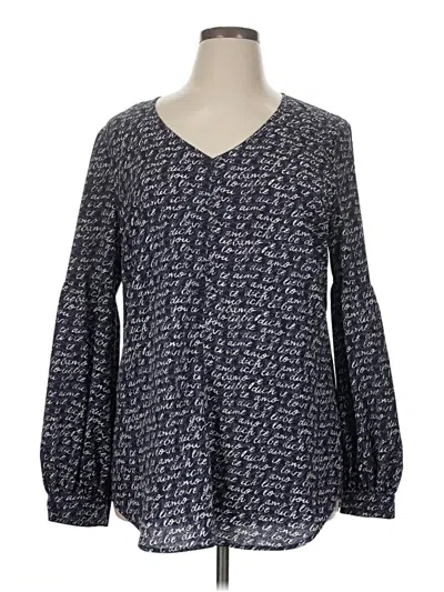 Pre-owned Cabi Long Sleeve Henley Shirt In Blue