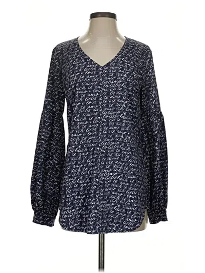 Pre-owned Cabi Long Sleeve Henley Shirt In Blue