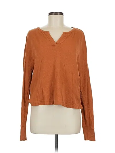 Pre-owned Cabi Long Sleeve Henley Shirt In Brown