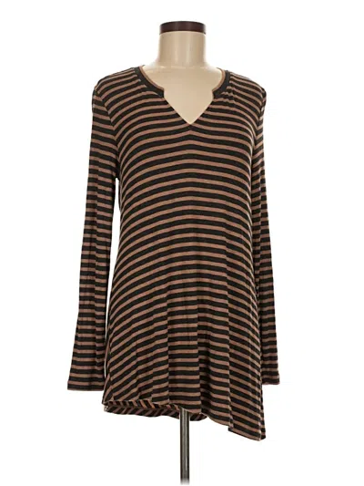 Pre-owned Cabi Long Sleeve Henley Shirt In Brown