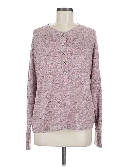 Pre-owned Cabi Long Sleeve Henley Shirt In Burgundy