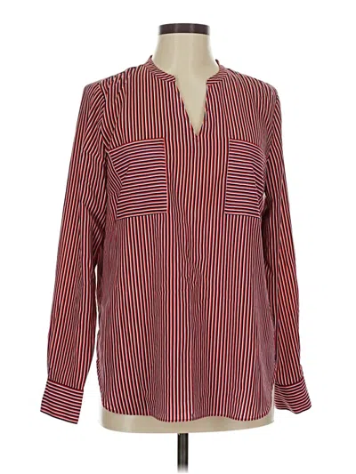 Pre-owned Cabi Long Sleeve Polo Shirt In Burgundy