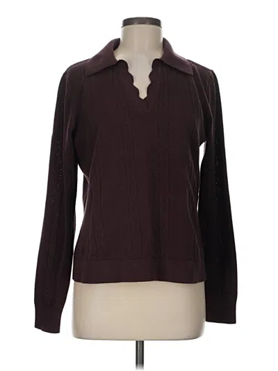 Pre-owned Cabi Long Sleeve Polo Shirt In Burgundy
