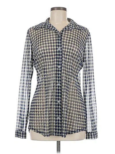 Pre-owned Cabi Long Sleeve Polo Shirt In Silver