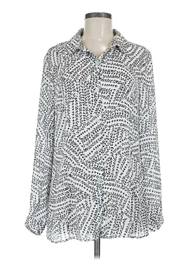 Pre-owned Cabi Long Sleeve Polo Shirt In Silver