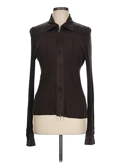 Pre-owned Cabi Long Sleeve Silk Top Brown Turtleneck Tops