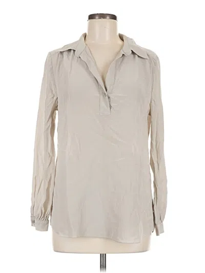 Pre-owned Cabi Long Sleeve Silk Top Ivory Open Neckline Tops