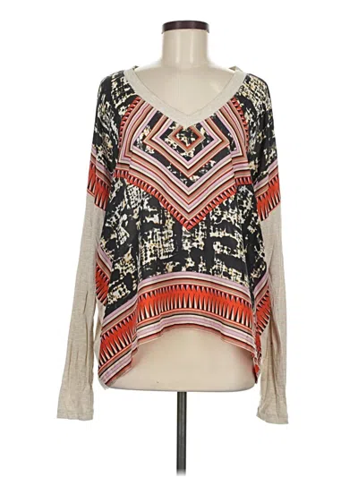 Pre-owned Cabi Long Sleeve Silk Top Ivory Scoop Neck Tops In White