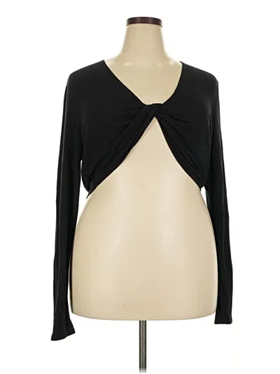 Pre-owned Cabi Long Sleeve Top Black Plunge Neckline Tops