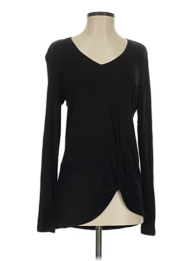Pre-owned Cabi Long Sleeve Top Black Plunge Neckline Tops