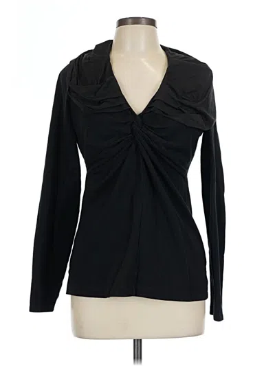 Pre-owned Cabi Long Sleeve Top Black Plunge Neckline Tops