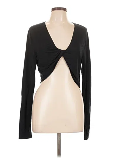 Pre-owned Cabi Long Sleeve Top Black Plunge Neckline Tops
