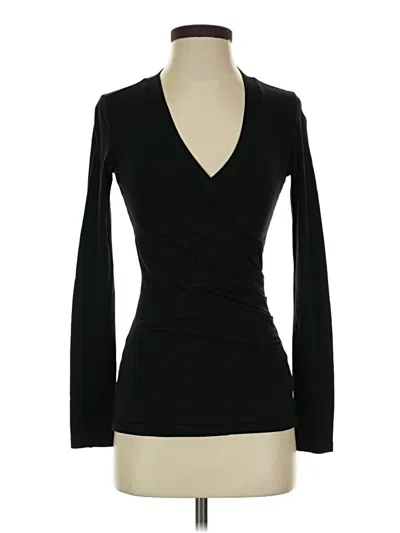 Pre-owned Cabi Long Sleeve Top Black Plunge Neckline Tops