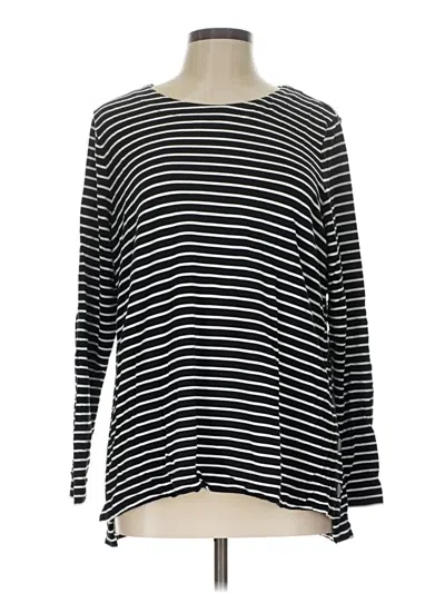 Pre-owned Cabi Long Sleeve Top Black Stripes Pattern Boatneck Tops