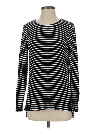 Pre-owned Cabi Long Sleeve Top Black Stripes Pattern Crew Neck Tops