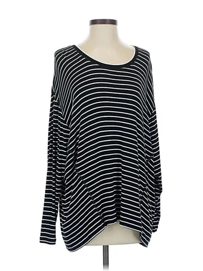 Pre-owned Cabi Long Sleeve Top Black Stripes Pattern Scoop Neck Tops