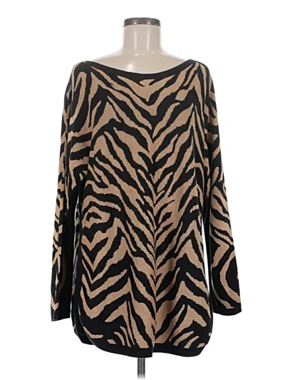 Pre-owned Cabi Long Sleeve Top Brown Boatneck Tops