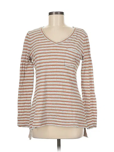 Pre-owned Cabi Long Sleeve Top Brown V Neck Tops