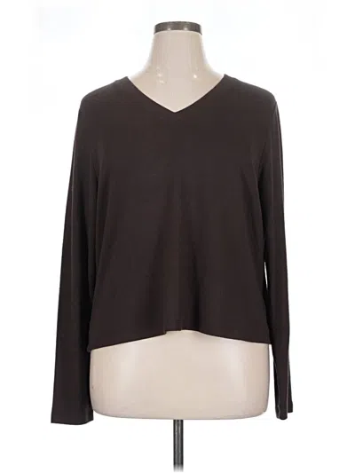 Pre-owned Cabi Long Sleeve Top Brown V-neck Tops