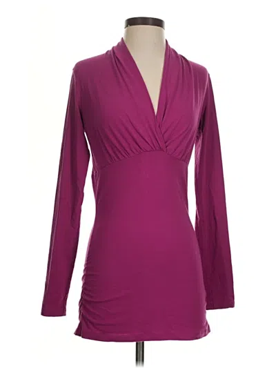 Pre-owned Cabi Long Sleeve Top Burgundy Plunge Neckline Tops