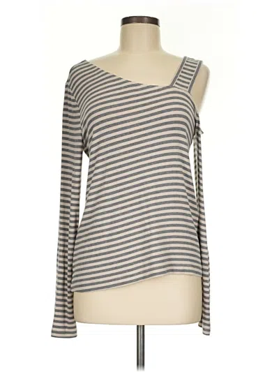 Cabi Long Sleeve Top Gray One Shoulder Neckline Tops In Brown