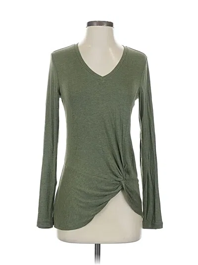 Pre-owned Cabi Long Sleeve Top Green V Neck Tops