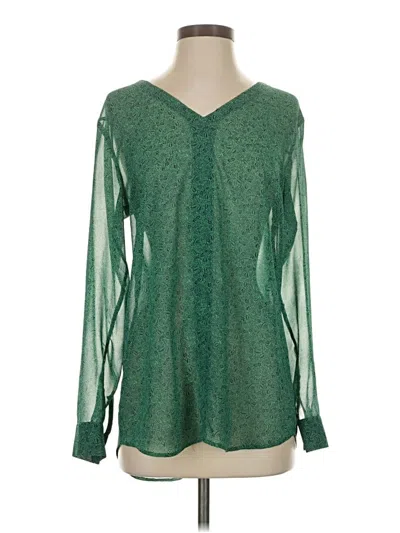 Pre-owned Cabi Long Sleeve Top Green V Neck Tops