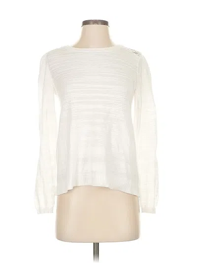 Pre-owned Cabi Long Sleeve Top Ivory Boatneck Tops In White