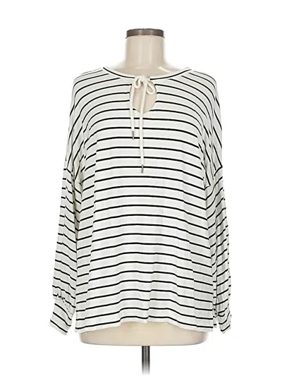 Pre-owned Cabi Long Sleeve Top Ivory Keyhole Neckline Tops In White