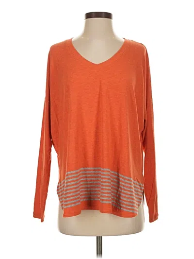 Pre-owned Cabi Long Sleeve Top Orange V-neck Tops
