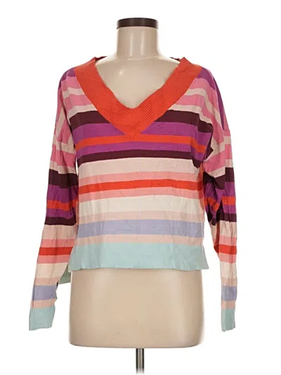 Pre-owned Cabi Long Sleeve Top Purple V Neck Tops